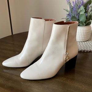 Coach white leather booties